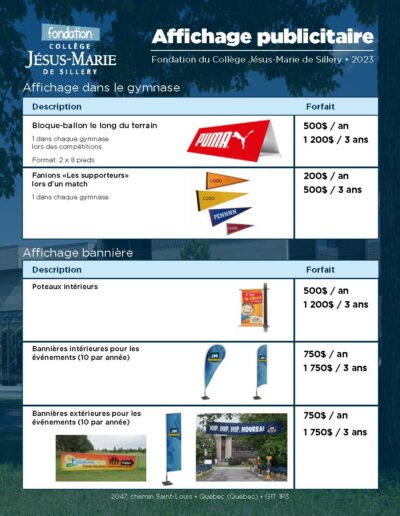 Brochure sport Collège Jésus-Marie de Sillery